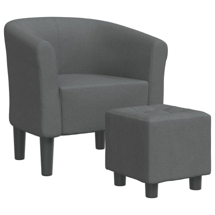 Tub Chair with Footstool Dark Gray Fabric