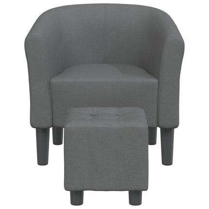 Tub Chair with Footstool Dark Gray Fabric