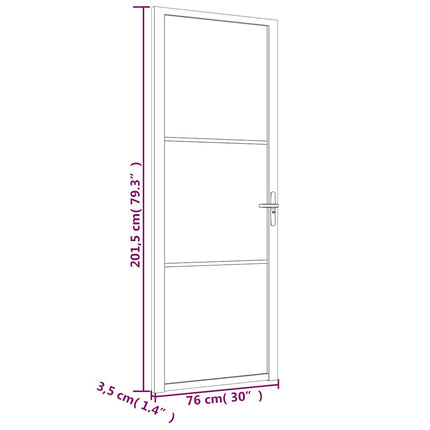 Interior Door 29.9"x79.3" Black Matt Glass and Aluminum