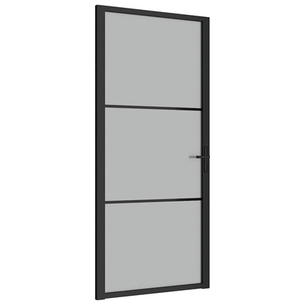 Interior Door 36.6"x79.3" Black Matt Glass and Aluminum