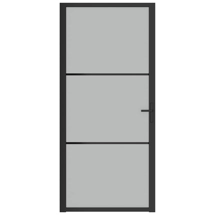 Interior Door 36.6"x79.3" Black Matt Glass and Aluminum