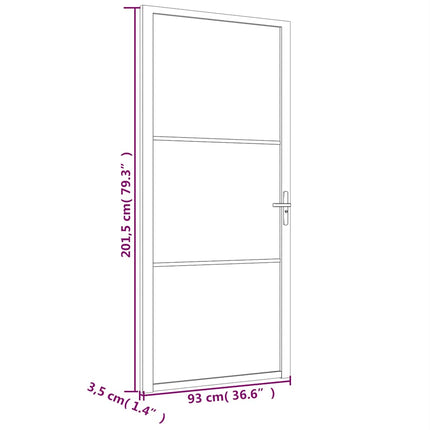 Interior Door 36.6"x79.3" Black Matt Glass and Aluminum