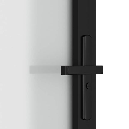 Interior Door 32.7"x79.3" Black Matt Glass and Aluminum