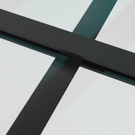 Interior Door 32.7"x79.3" Black Matt Glass and Aluminum