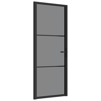 Interior Door 32.7"x79.3" Black ESG Glass and Aluminum