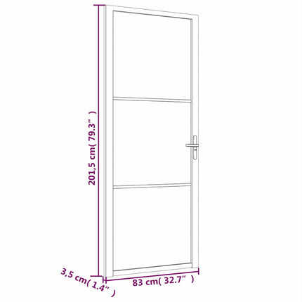 Interior Door 32.7"x79.3" Black ESG Glass and Aluminum