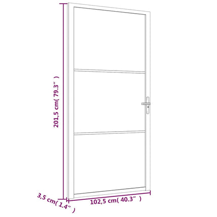 Interior Door 40.4"x79.3" Black ESG Glass and Aluminum