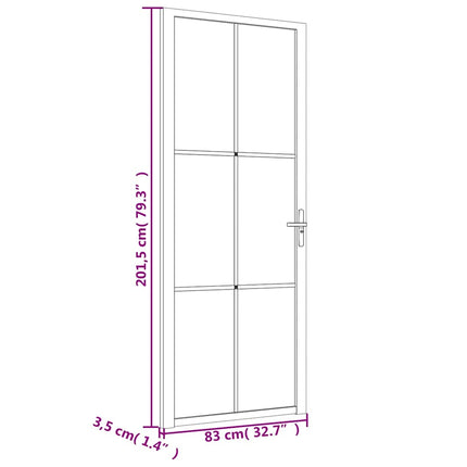 Interior Door 32.7"x79.3" Black ESG Glass and Aluminum