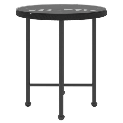 Dining Table Black Ø19.7" Tempered Glass and Steel