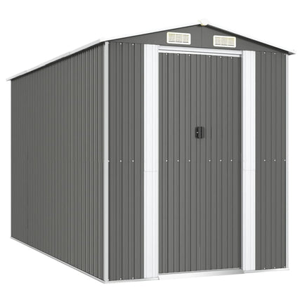 Garden Shed Light Gray 75.6"x140.6"x87.8" Galvanized Steel