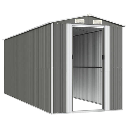 Garden Shed Light Gray 75.6"x205.9"x87.8" Galvanized Steel