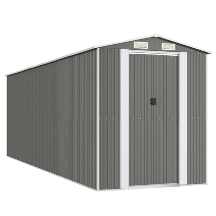 Garden Shed Light Gray 75.6"x238.6"x87.8" Galvanized Steel
