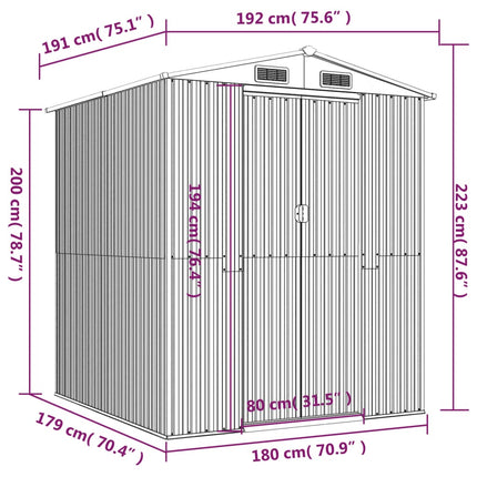 Garden Shed Anthracite 75.6"x75.2"x87.8" Galvanized Steel