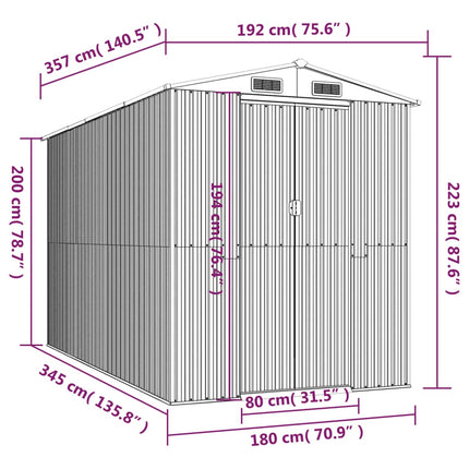 Garden Shed Anthracite 75.6"x140.6"x87.8" Galvanized Steel