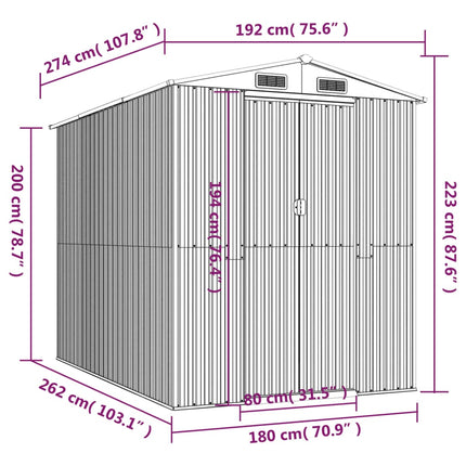 Garden Shed Light Brown 75.6"x107.9"x87.8" Galvanized Steel