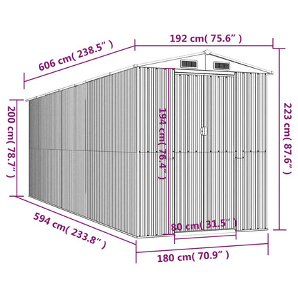 Garden Shed Light Brown 75.6"x238.6"x87.8" Galvanized Steel