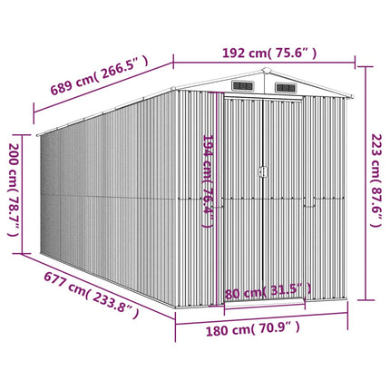 Garden Shed Light Brown 75.6"x271.3"x87.8" Galvanized Steel