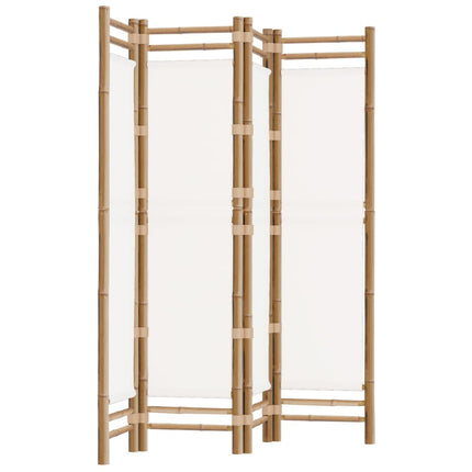 Folding 4-Panel Room Divider 63" Bamboo and Canvas