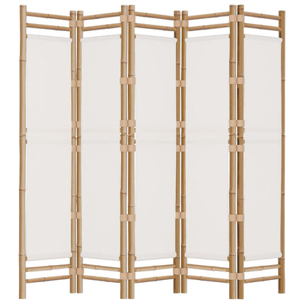 Folding 5-Panel Room Divider 78.7" Bamboo and Canvas
