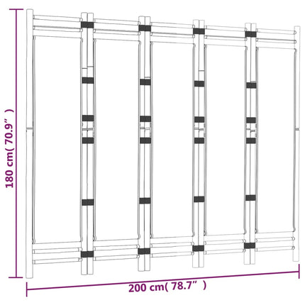 Folding 5-Panel Room Divider 78.7" Bamboo and Canvas