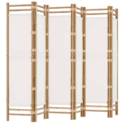 Folding 6-Panel Room Divider 94.5" Bamboo and Canvas