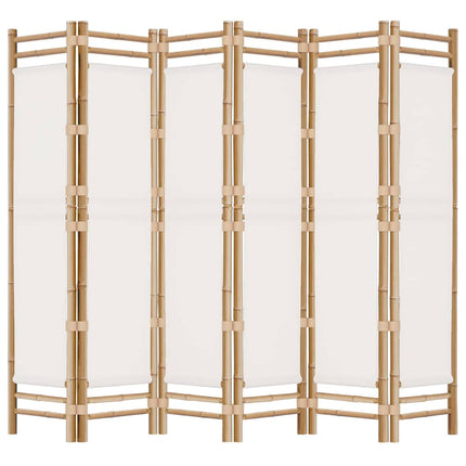 Folding 6-Panel Room Divider 94.5" Bamboo and Canvas
