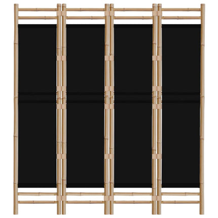 Folding 4-Panel Room Divider 63" Bamboo and Canvas