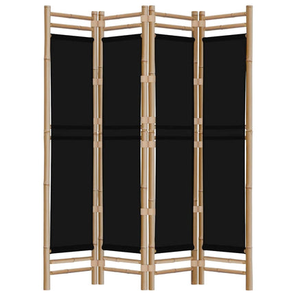 Folding 4-Panel Room Divider 63" Bamboo and Canvas