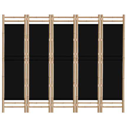 Folding 5-Panel Room Divider 78.7" Bamboo and Canvas