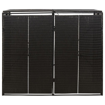 Double Wheelie Bin Shed Black 55.1"x31.5"x46.1" Poly Rattan