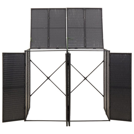 Double Wheelie Bin Shed Black 55.1"x31.5"x46.1" Poly Rattan