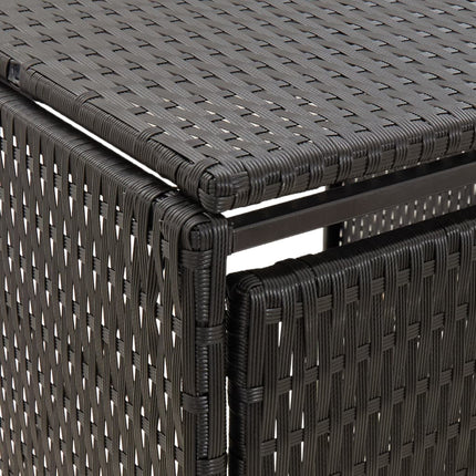Double Wheelie Bin Shed Black 55.1"x31.5"x46.1" Poly Rattan