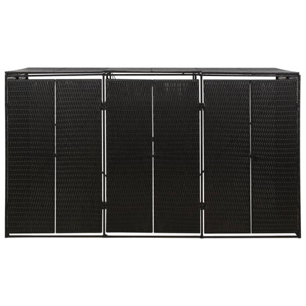 Triple Wheelie Bin Shed Black 81.5"x31.5"x46.1" Poly Rattan