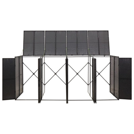 Quadruple Wheelie Bin Shed Black 107.9"x31.5"x46.1" Poly Rattan