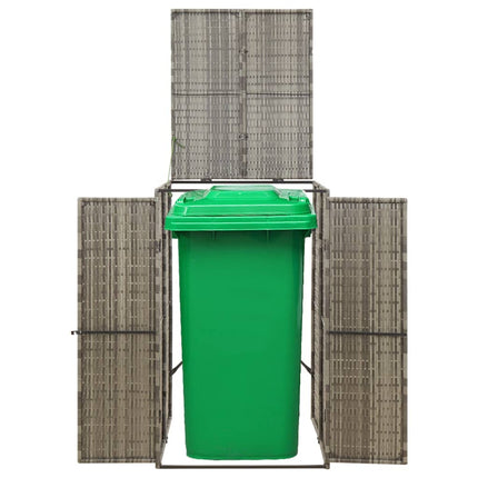 Single Wheelie Bin Shed Gray 27.6"x31.5"x46.1" Poly Rattan