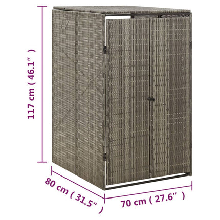 Single Wheelie Bin Shed Gray 27.6"x31.5"x46.1" Poly Rattan
