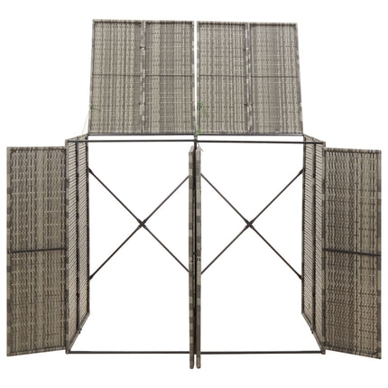 Double Wheelie Bin Shed Gray 55.1"x31.5"x46.1" Poly Rattan