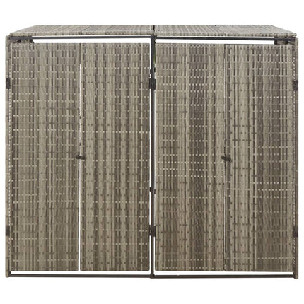 Double Wheelie Bin Shed Gray 55.1"x31.5"x46.1" Poly Rattan