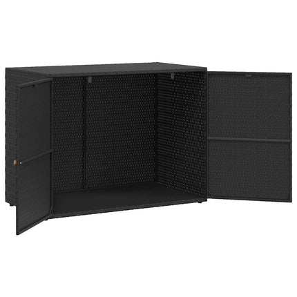 Garden Storage Cabinet Black 39.4x21.9x31.5" Poly Rattan
