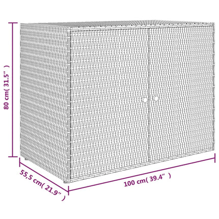 Garden Storage Cabinet Gray 39.4"x21.9"x31.5" Poly Rattan