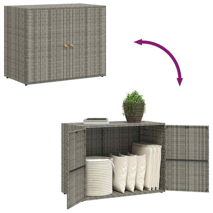 Garden Storage Cabinet Gray 39.4"x21.9"x31.5" Poly Rattan
