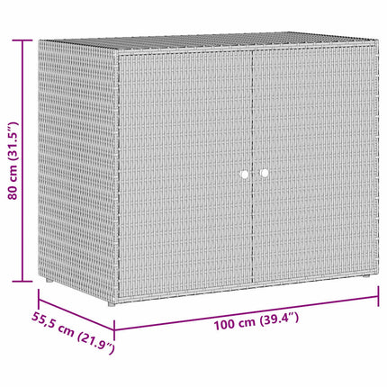 Garden Storage Cabinet Gray 39.4"x21.9"x31.5" Poly Rattan
