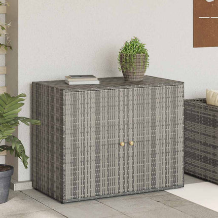 Garden Storage Cabinet Gray 39.4"x21.9"x31.5" Poly Rattan