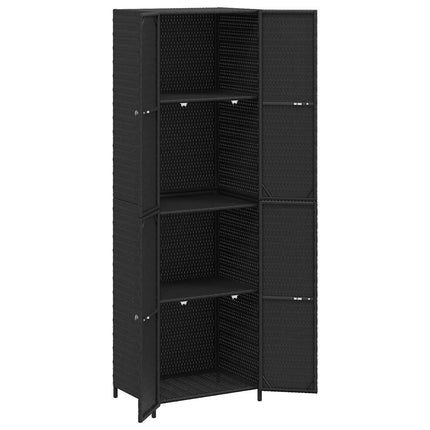 Garden Storage Cabinet Black 23.2"x15.7"x70.9" Poly Rattan