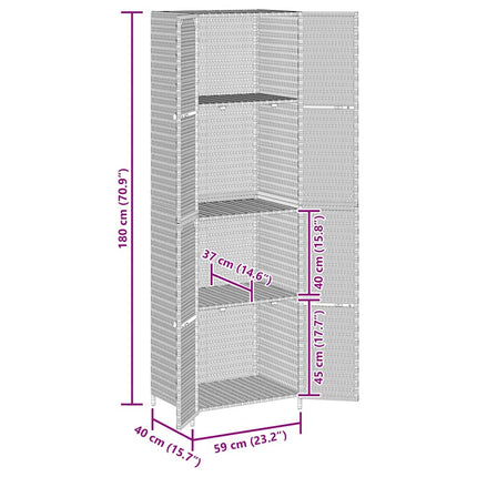 Garden Storage Cabinet Black 23.2"x15.7"x70.9" Poly Rattan