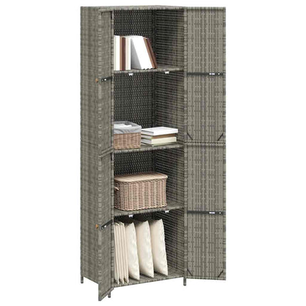 Garden Storage Cabinet Gray 23.2"x15.7"x70.9" Poly Rattan