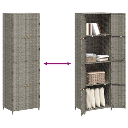 Garden Storage Cabinet Gray 23.2"x15.7"x70.9" Poly Rattan