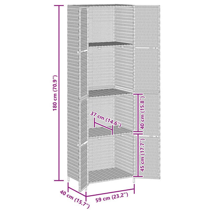 Garden Storage Cabinet Gray 23.2"x15.7"x70.9" Poly Rattan
