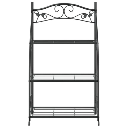Flower Rack Black 22"x11.8"x37.8" Steel