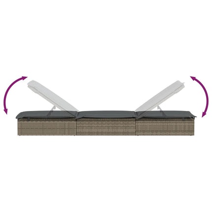 Sunbed 1 pc with Cushion Gray 79.1"x21.7"x24.4" Poly Rattan